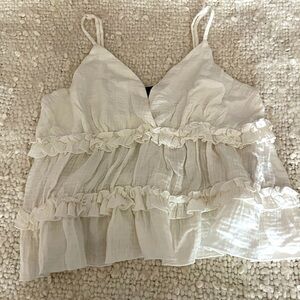 Paper moon white babydoll top size medium
